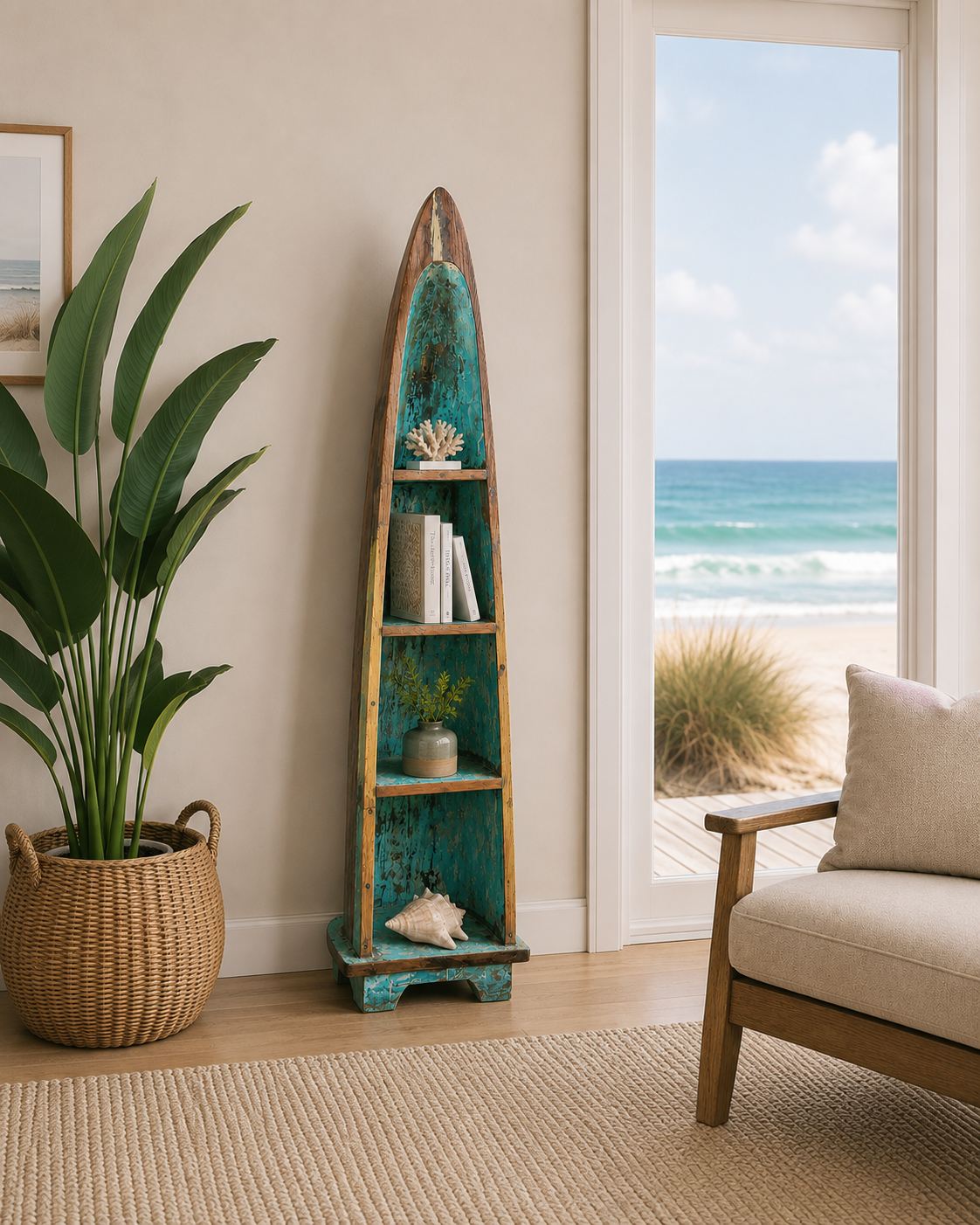 Broward Design Authentic Reclaimed Balinese Canoe Shelf