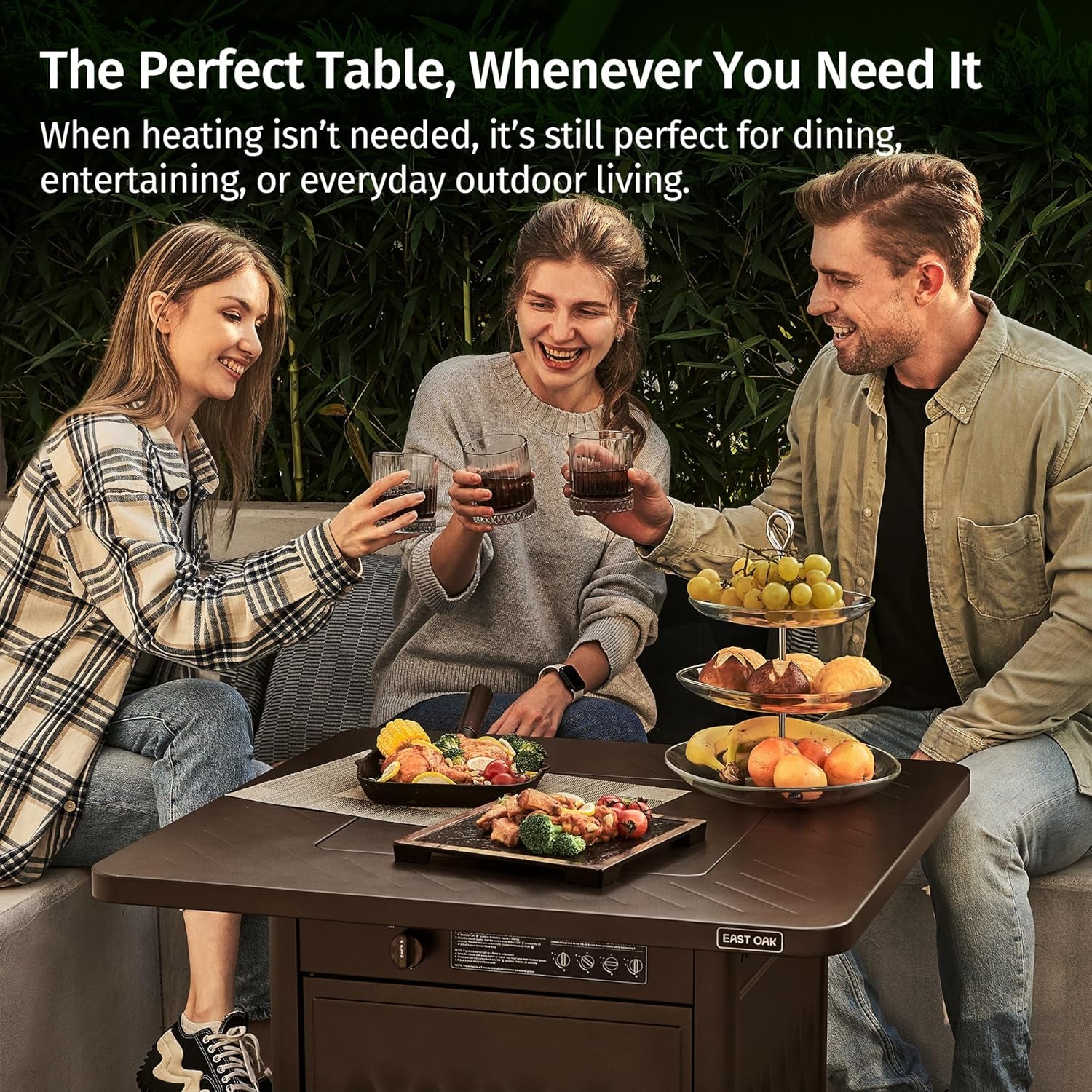 28'' Propane Fire Pit Table, 50,000 BTU Steel Gas Firepit for Outdoor, outside Patio Deck and Garden, CSA Certified Fire Table with Magnetic Lid, Cover-Storage Basket and Lava Rock, Brown