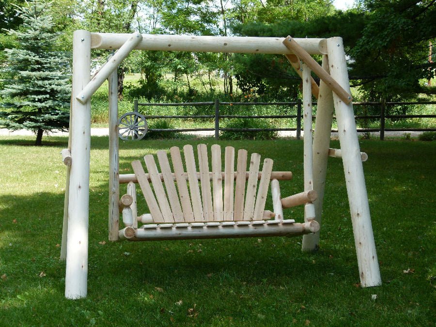 Cedar Creek Rustic Furniture Handcrafted White Cedar Patio Swing with Canopy