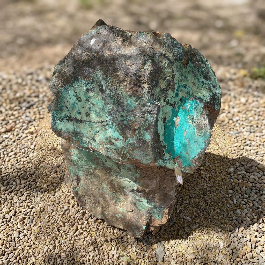 Rare Earth Gallery Chrysocolla Malachite Black Boulder Fountain