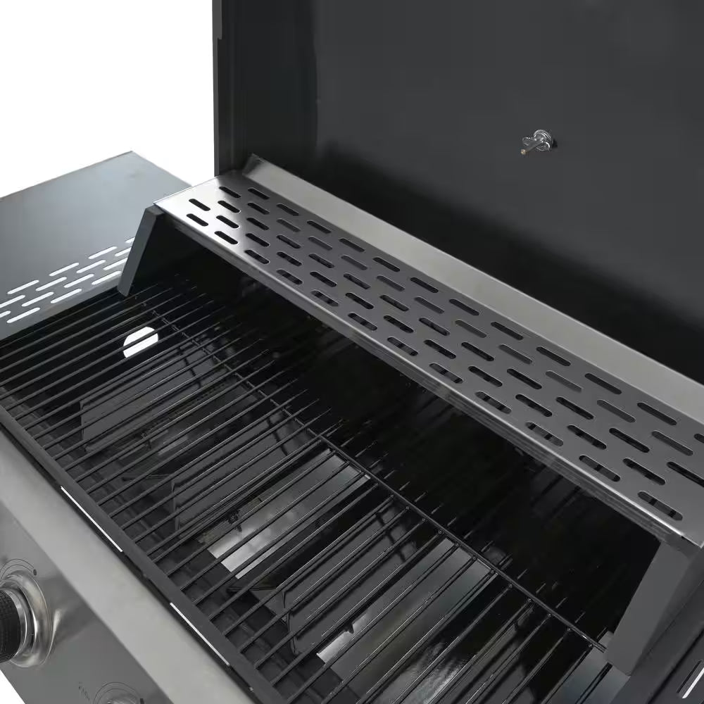 4 Burners Portable Propane Grill Barbecue Grill Stainless Steel Gas Grill in Black