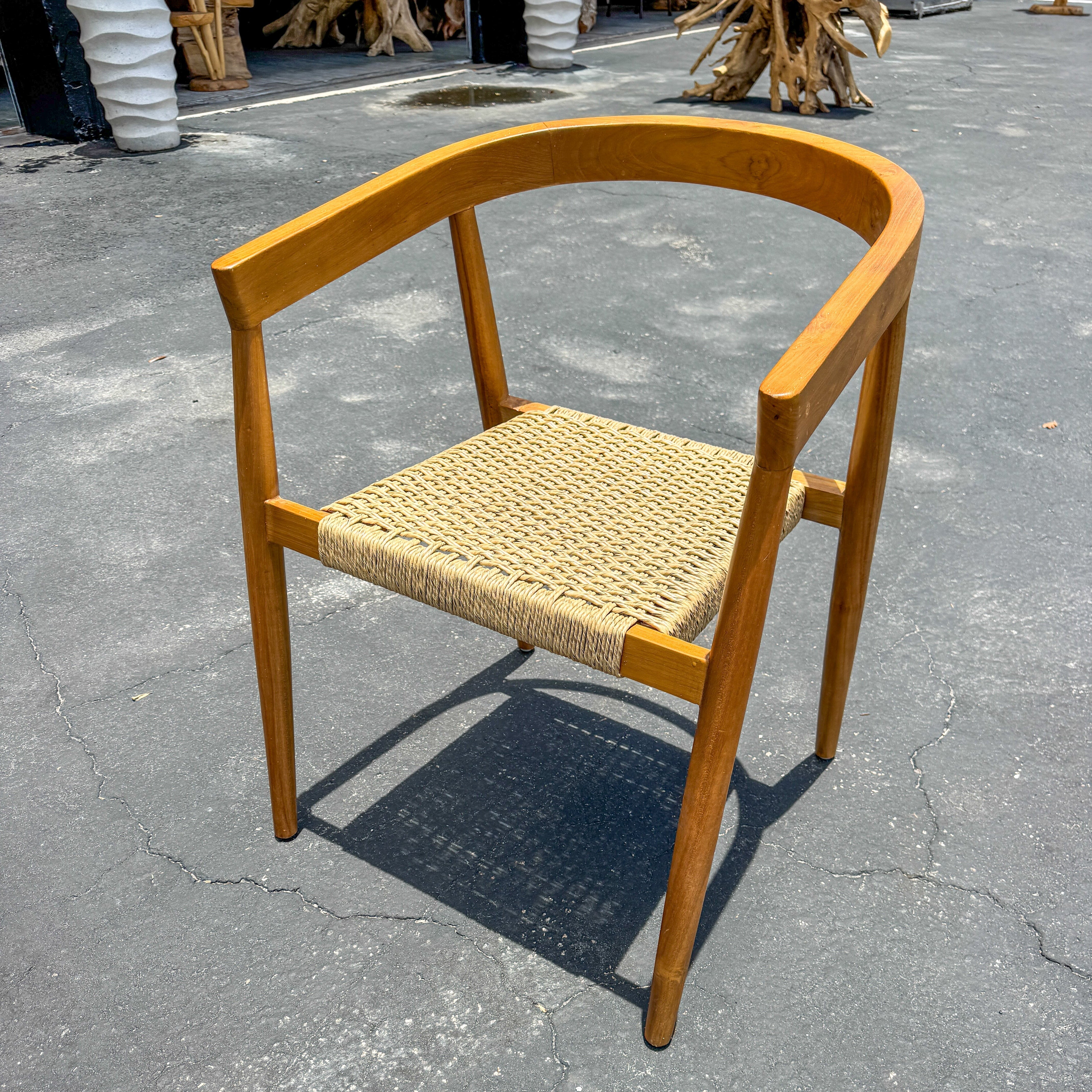 Anteak Teak Dining Armchair with Woven Rope Seat