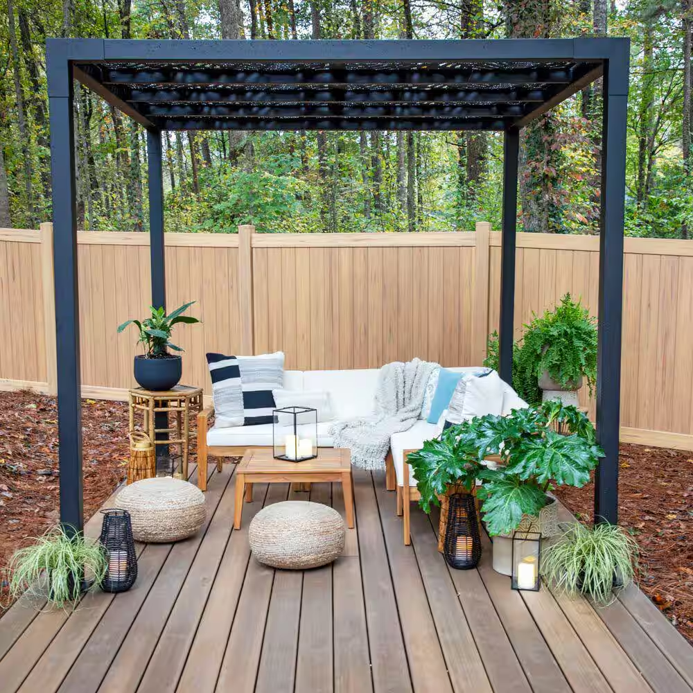 Barrette Outdoor Living 8' x 8' Matte Black Aluminum Pergola – Modern Outdoor Shade Structure
