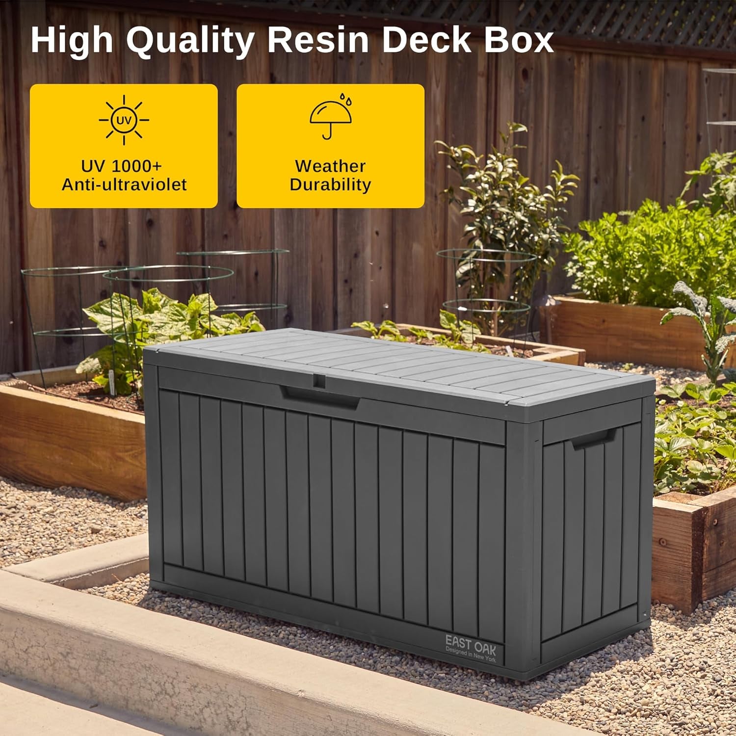 Outdoor Storage Box, 60 Gallon Deck Box Indoor and Outdoor Use, Black