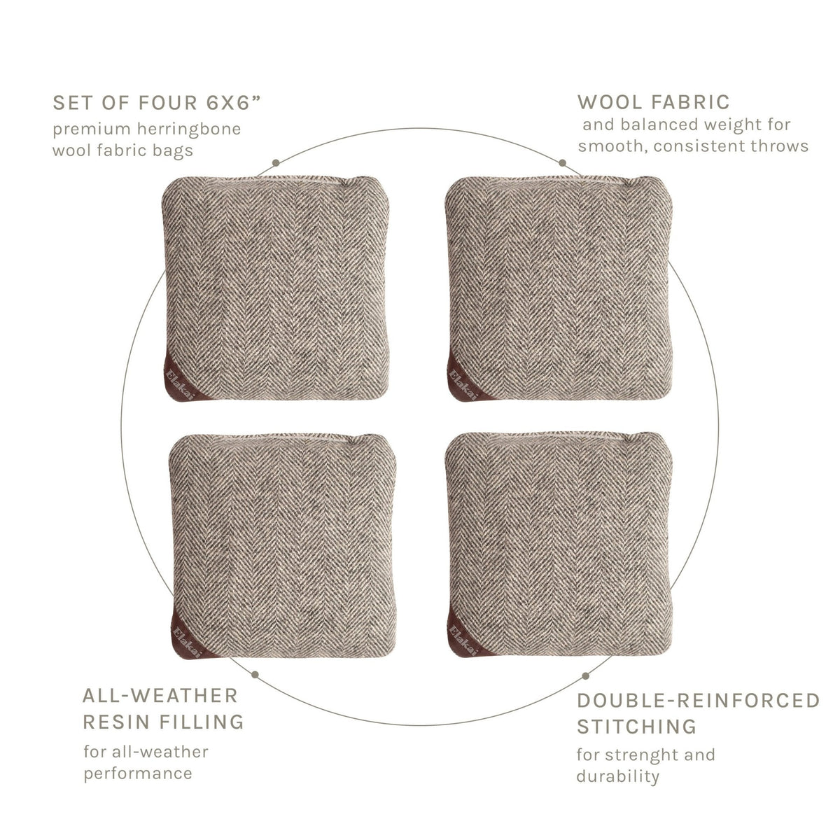 Elakai 6-in Herringbone All-Weather Cornhole Bags | Set of 4