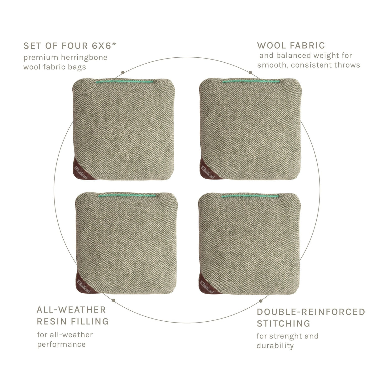 Elakai 6-in Herringbone All-Weather Cornhole Bags | Set of 4