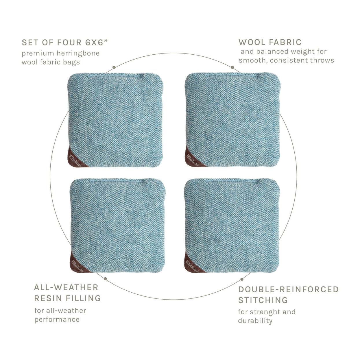 Elakai 6-in Herringbone All-Weather Cornhole Bags | Set of 4