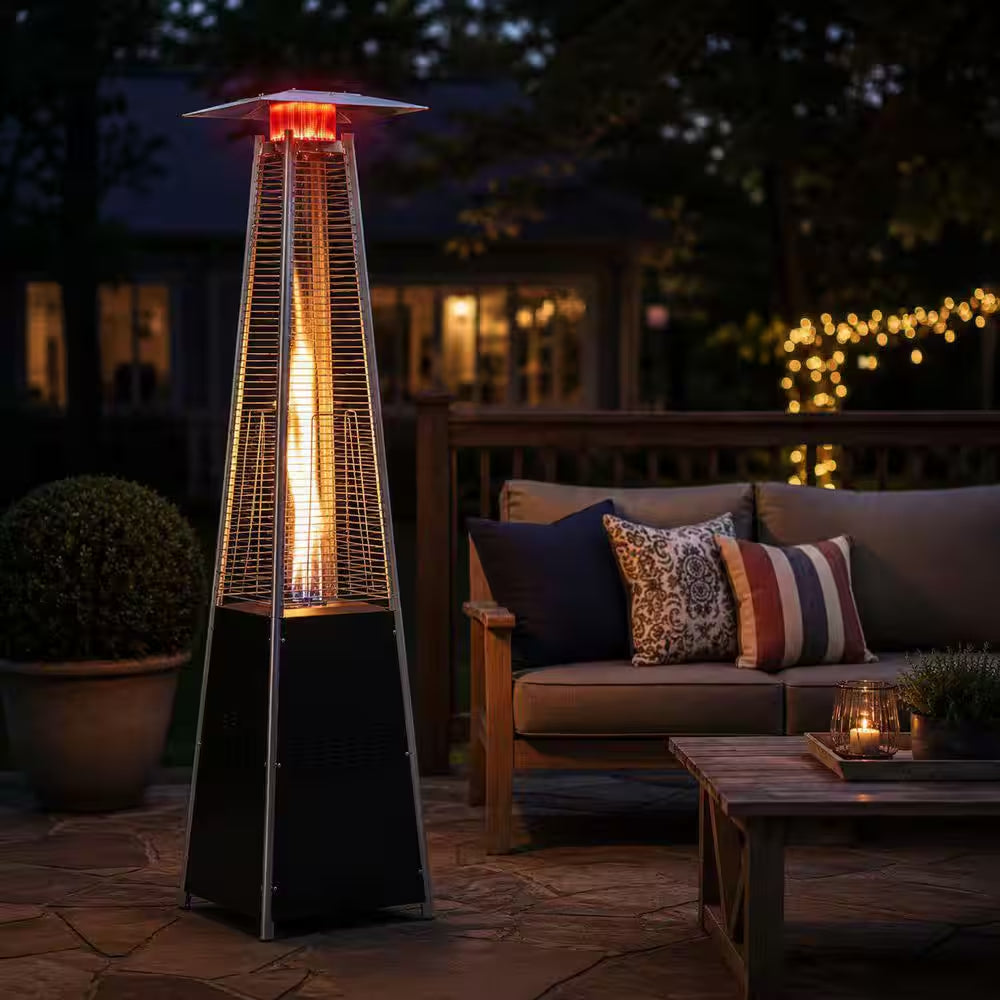 48,000 BTU Pyramid Standing Patio Heater Propane Heater for Outdoor Use with Wheels Ideal for Backyard Balcony 6-8