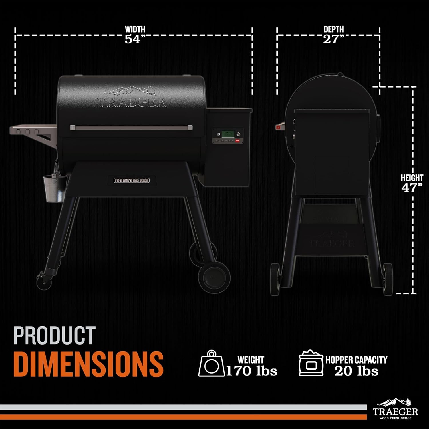 Ironwood 885 Wood Pellet Grill and Smoker, Wifi Pellet Smoker Grill with Super Smoke Mode, D2 Controller, Large 885 Sq. In. Cooking Area, Outdoor BBQ Electric Pellet Smoker, TFB89BLFC