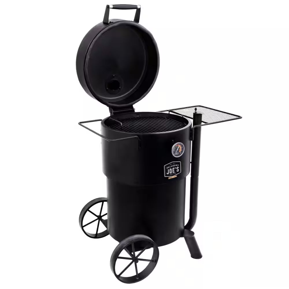 Bronco Charcoal Drum Smoker Grill in Black with 284 Sq. In. Cooking Space