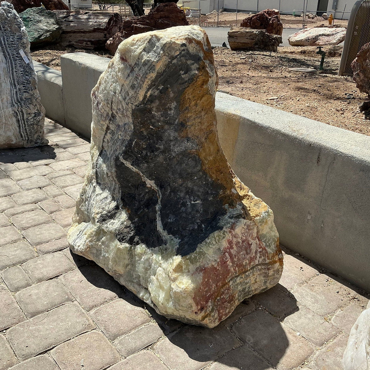 Rare Earth Gallery Green Talan Onyx Mountain Boulder Fountain