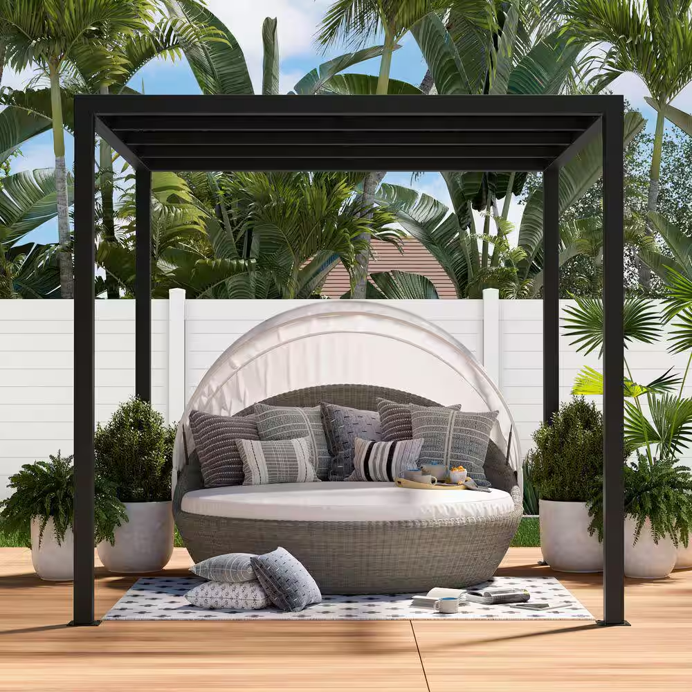Barrette Outdoor Living 8' x 8' Matte Black Aluminum Pergola – Modern Outdoor Shade Structure