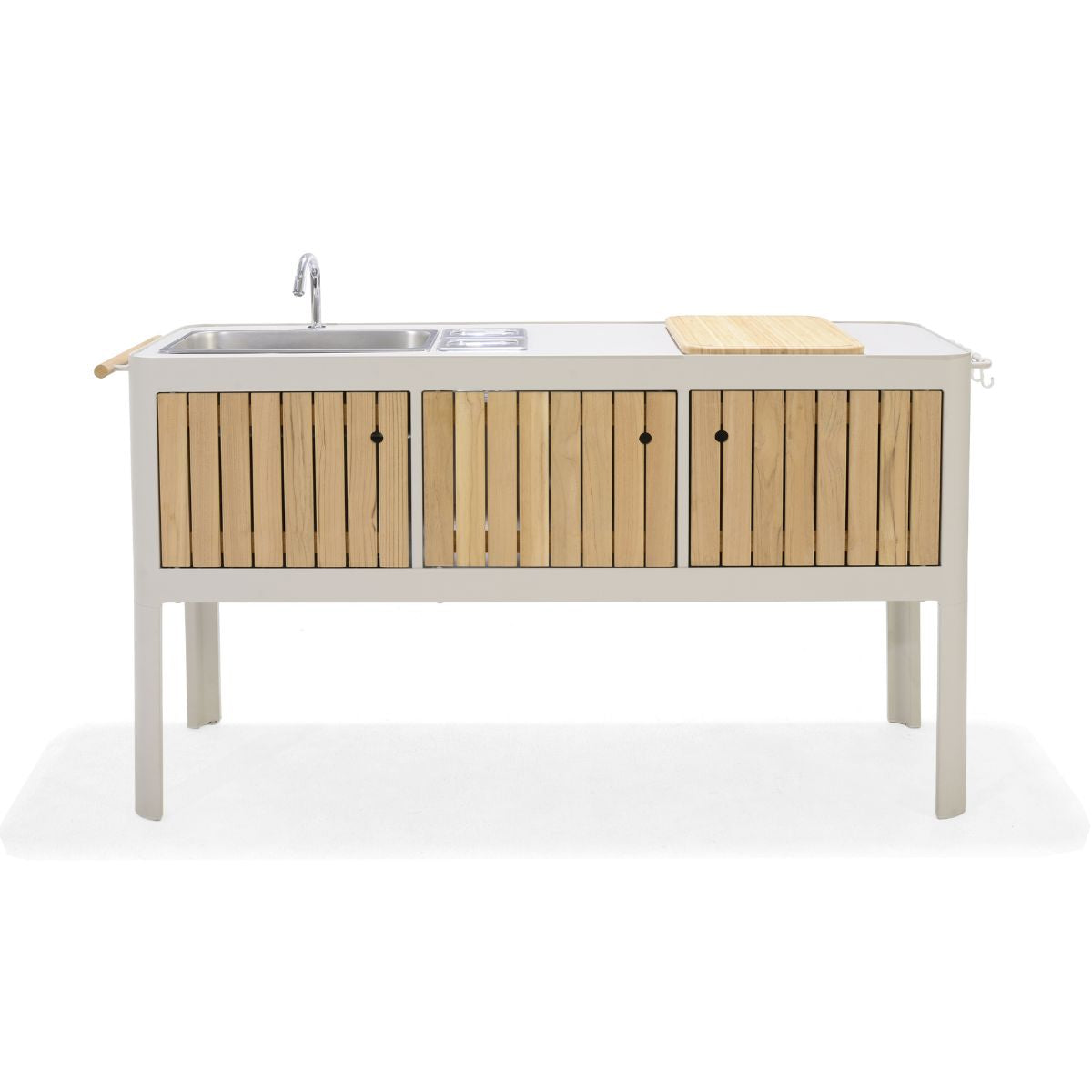 LifestyleGarden Portals Light Outdoor Kitchen with FSC Teak & Stainless Steel Sink