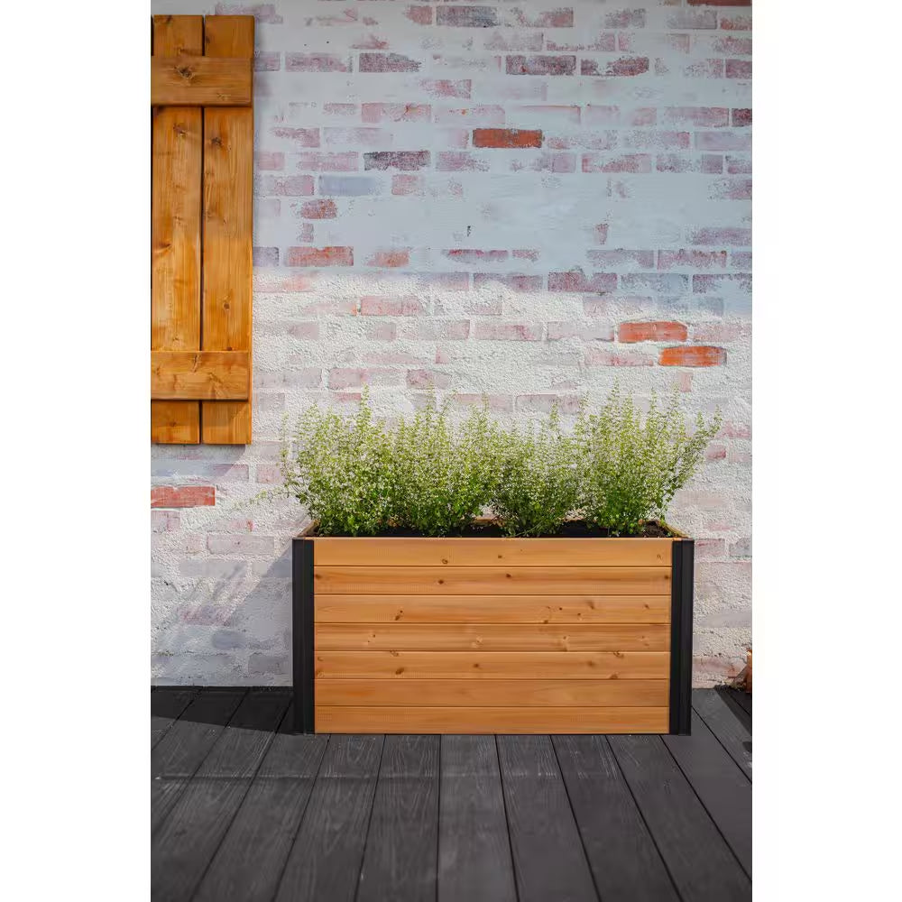 Vita Mezza 39"L X 16"W X 19"H Small Cedar Parklette Planter, Golden Brown, VT17715