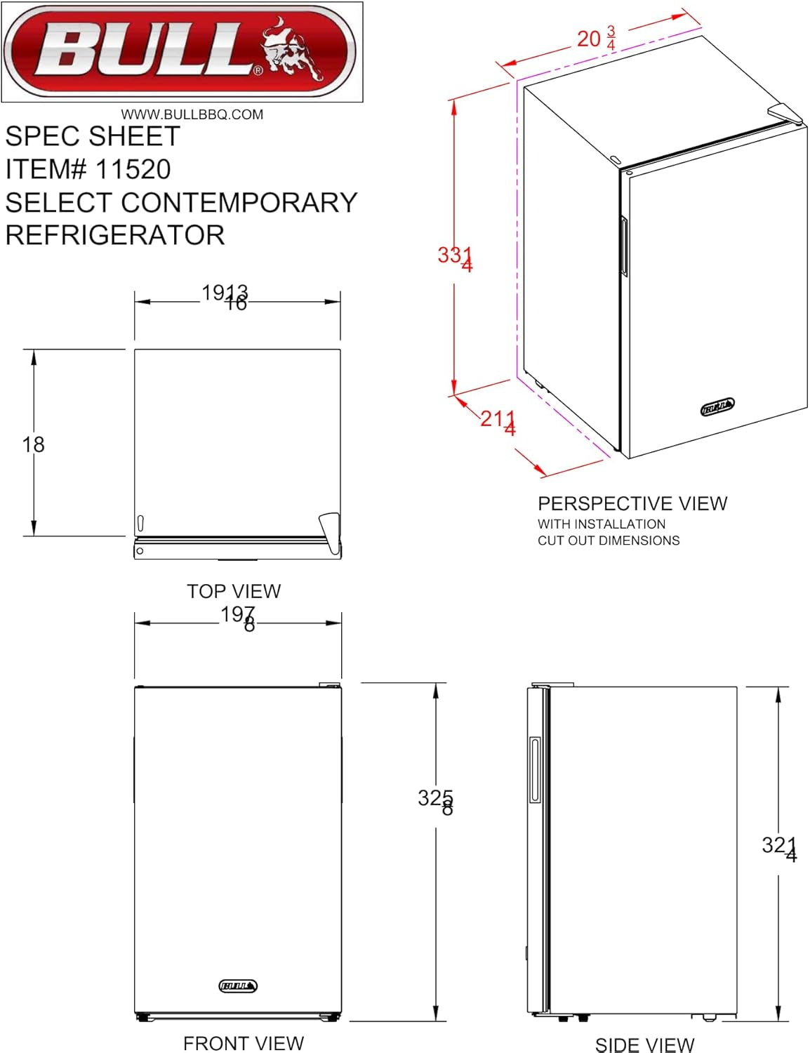 Contemporary Refrigerator – 4.5 Cu. Ft. Compact Stainless Steel Outdoor Fridge with Reversible Door and Full Temperature Control