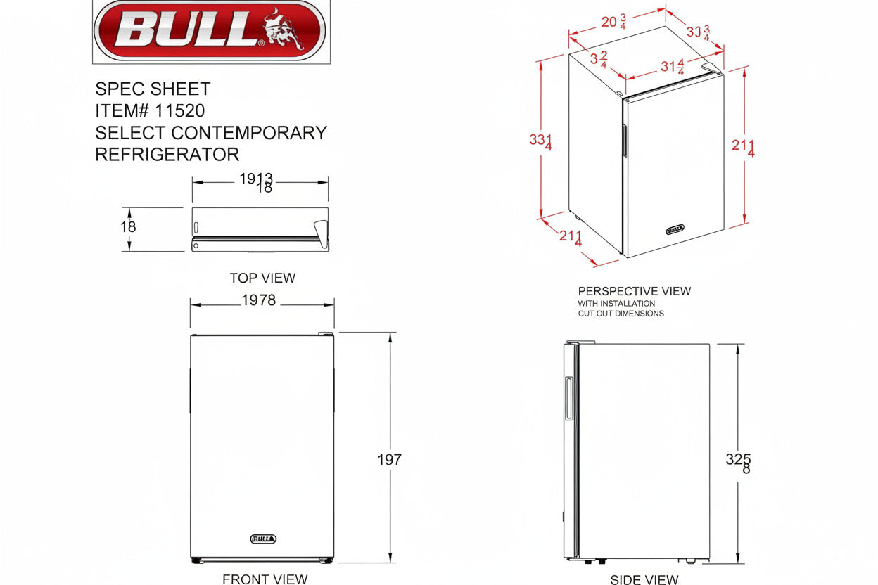 Contemporary Refrigerator – 4.5 Cu. Ft. Compact Stainless Steel Outdoor Fridge with Reversible Door and Full Temperature Control