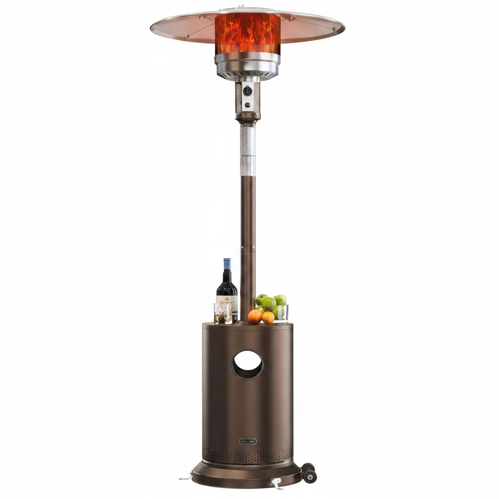 50,000 BTU Patio Heater for Outdoor Use with round Table Design, Double-Layer Stainless Steel Burner and Wheels, Outdoor Patio Heater for Home and Commercial, Bronze, 31.9" X 31.9" X 86.6"