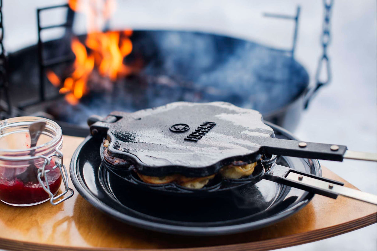 Espegard Cast Iron Waffle Iron for Open-Fire Cooking