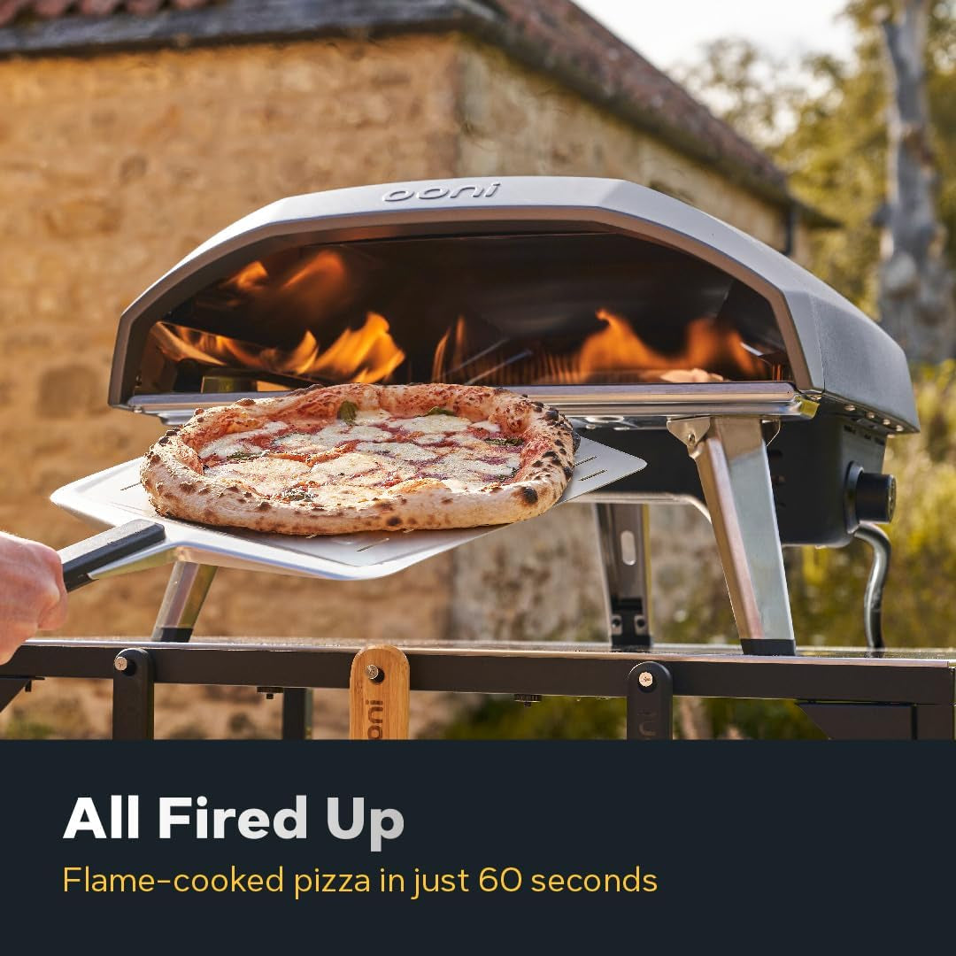 Ooni Koda 16 Natural Gas Pizza Oven – 16" Gas Powered Outdoor Oven with 28 Mbar Regulator and Gas Hose, Gas Powered Portable Pizza Oven - Foundry Black