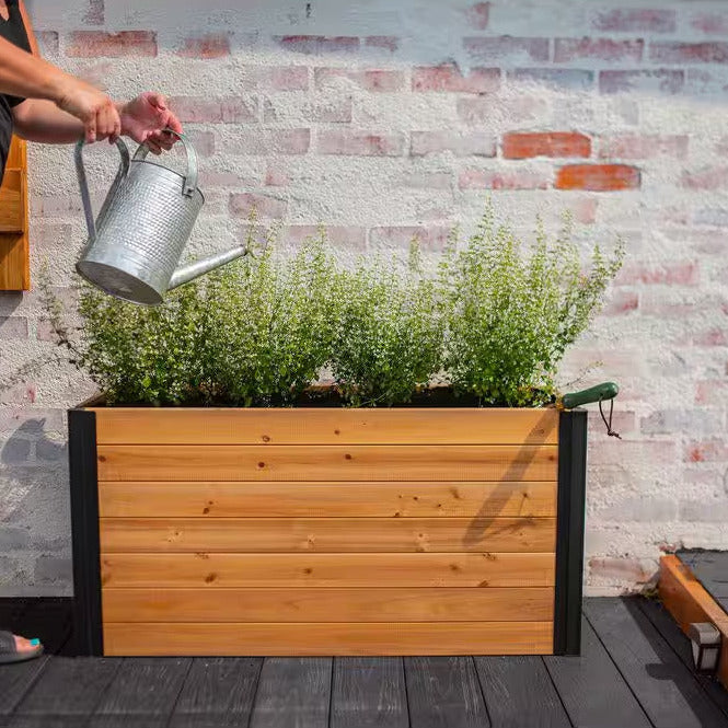 Vita Mezza 39"L X 16"W X 19"H Small Cedar Parklette Planter, Golden Brown, VT17715