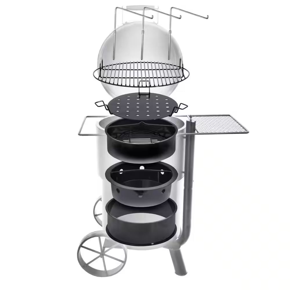 Bronco Charcoal Drum Smoker Grill in Black with 284 Sq. In. Cooking Space