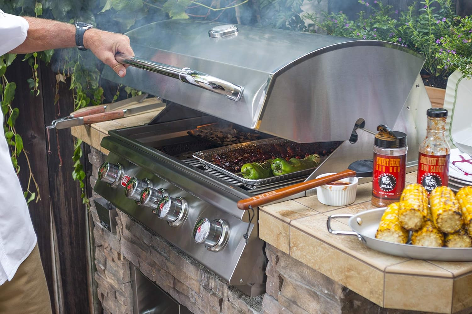BBQ 47628 Angus 75,000 BTU Grill Head, LP, 304 Stainless Steel, 4 Burners, 810 Sq. Inches, Twin Lights, Rotisserie Kit