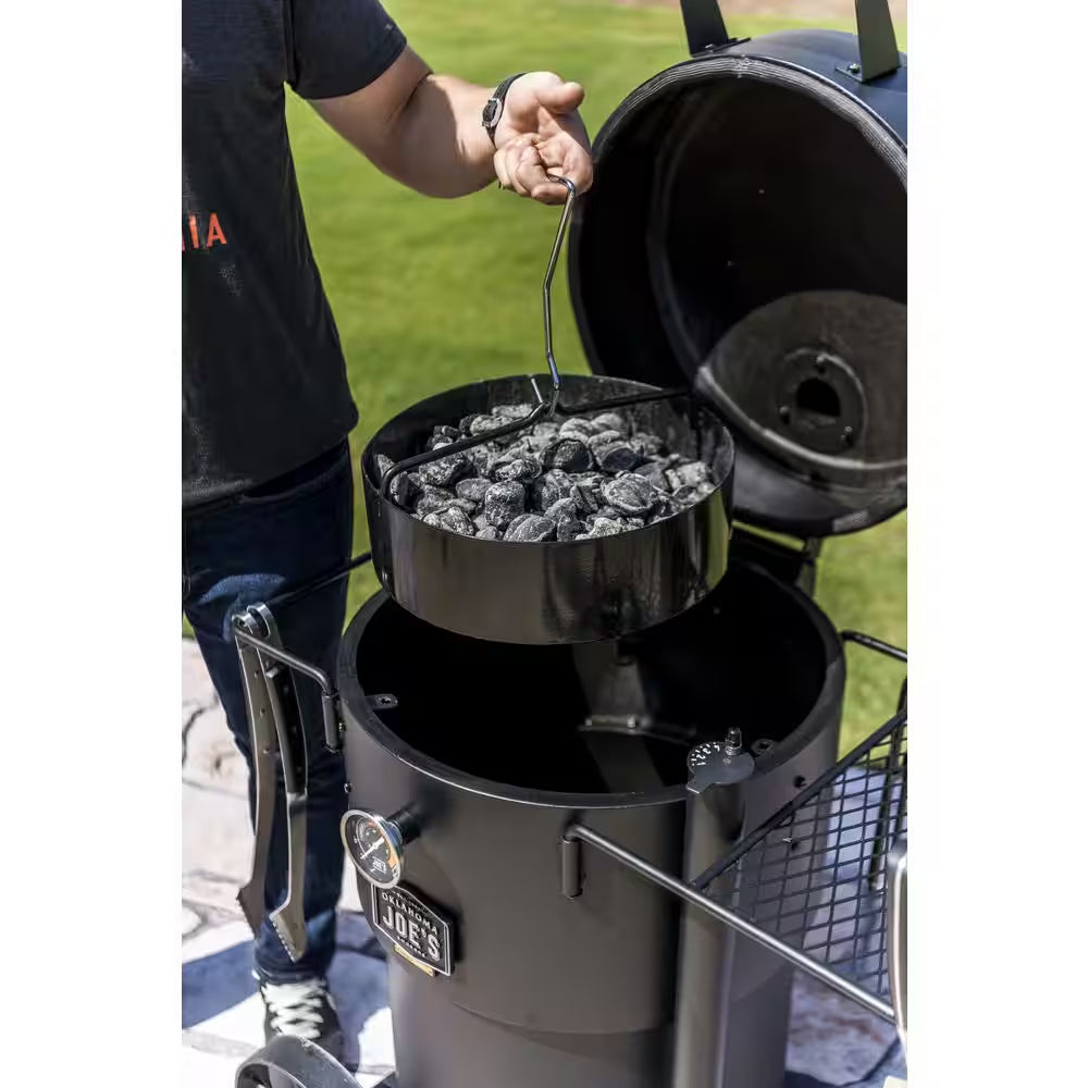 Bronco Charcoal Drum Smoker Grill in Black with 284 Sq. In. Cooking Space