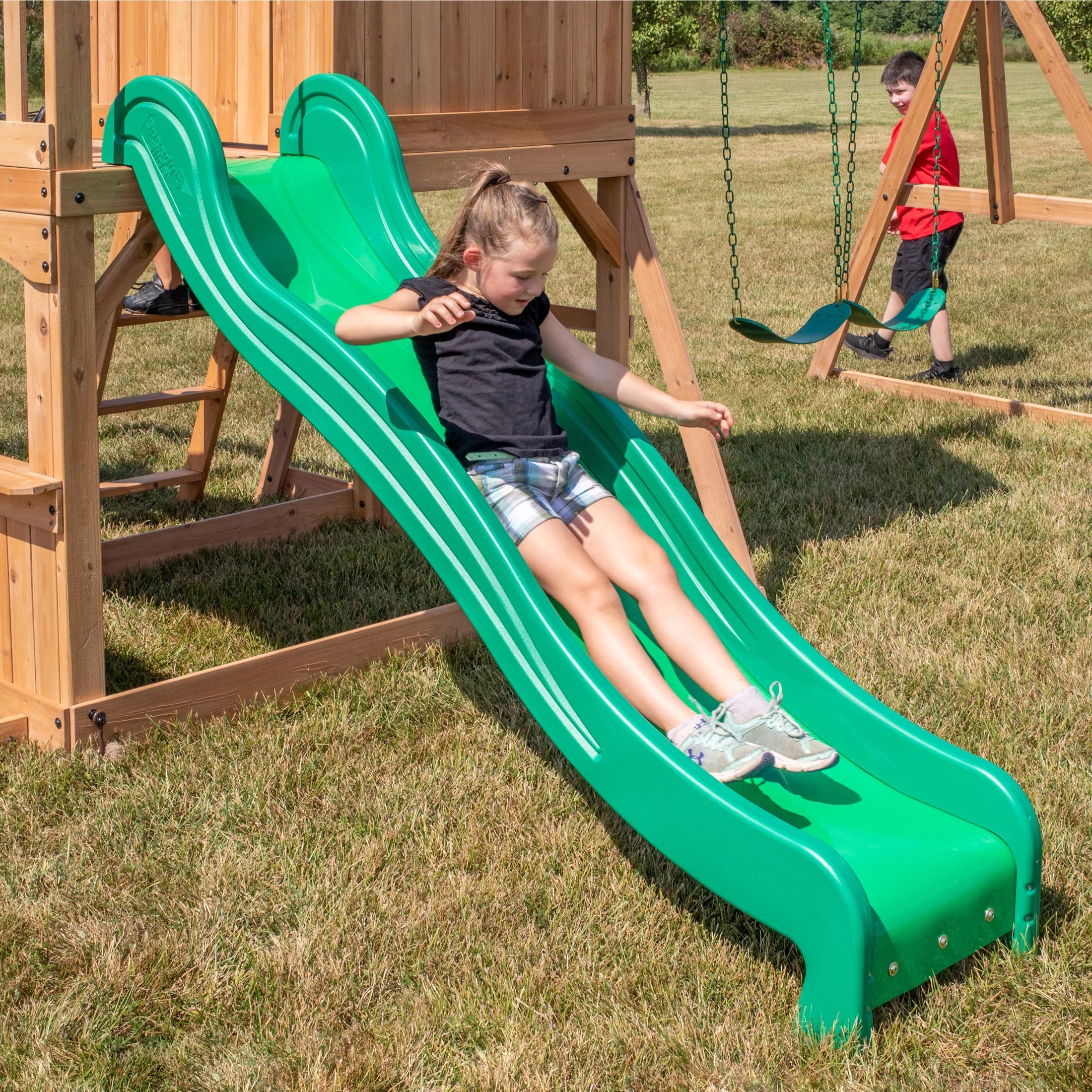 Montpelier Cedar Wood Swing Set, Slide, Clubhouse, Monkey Bars