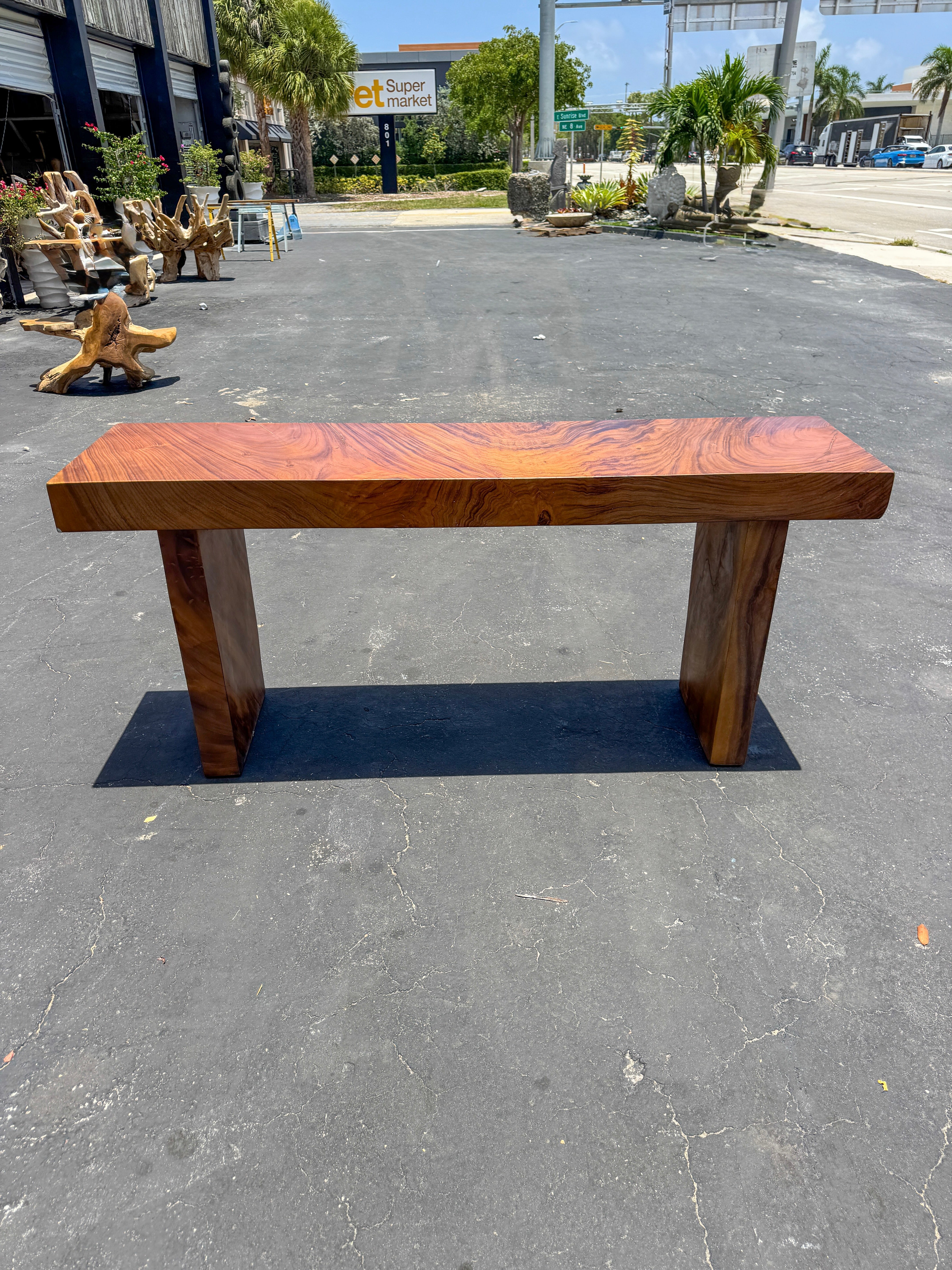 The Broward Design Center Suar Live-Edge Slab Console Table – 71"