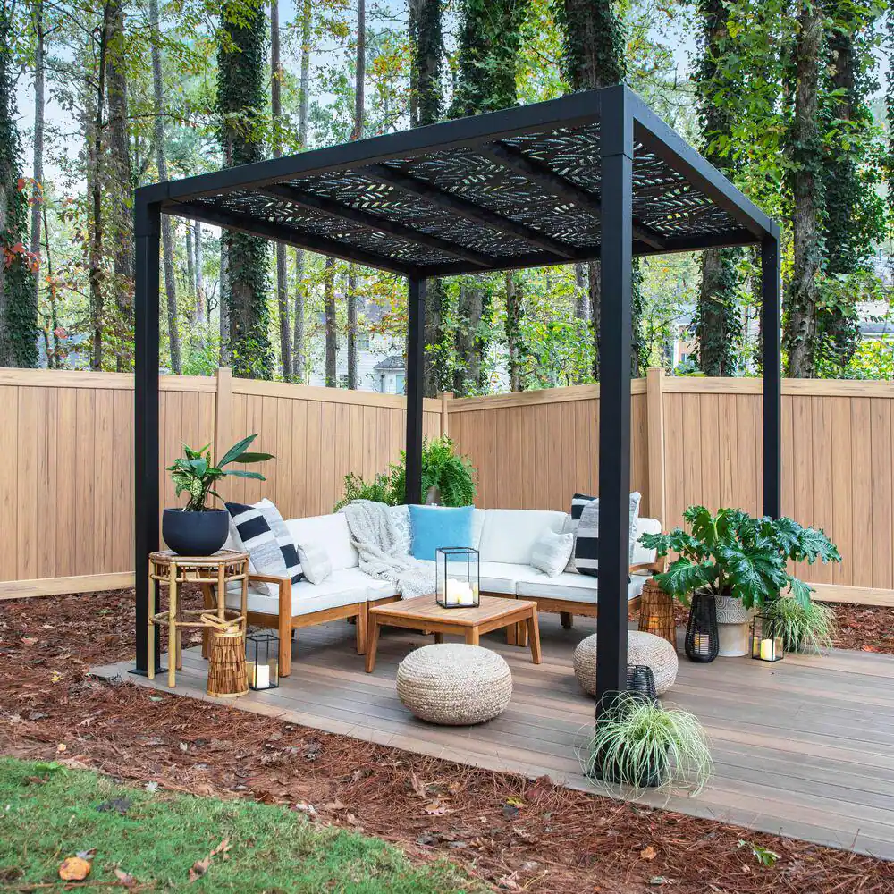 Barrette Outdoor Living 8' x 8' Matte Black Aluminum Pergola – Modern Outdoor Shade Structure