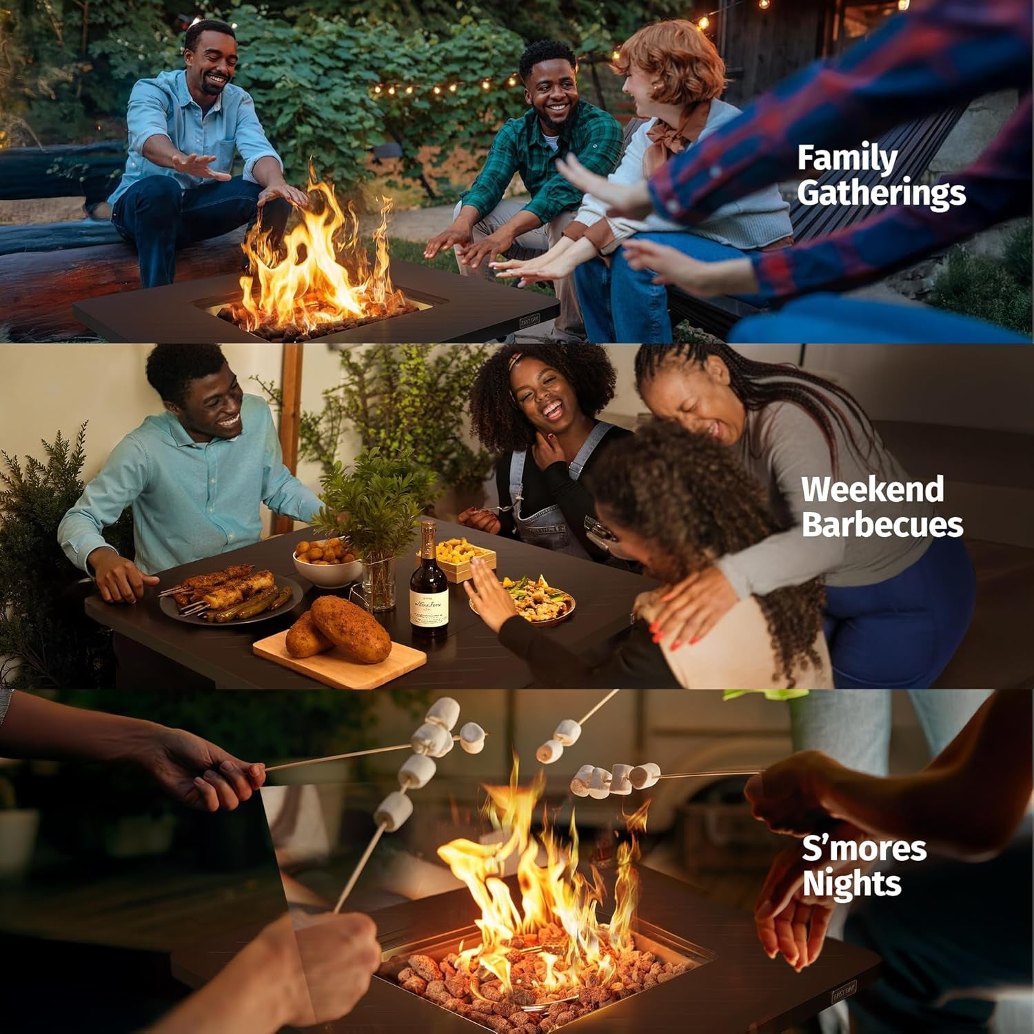 28” Outdoor Propane Fire Pit Table | 52,000 BTU Gas Fire Pit for 2-4 People with Space-Saving Hock Lid, Mesh Pocket & Lava Rocks | CSA Certified Safe for Patio, Deck, Backyard, Black