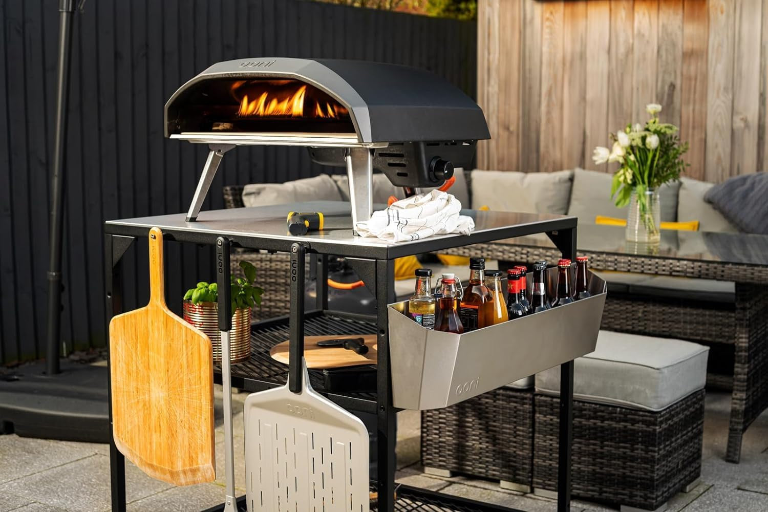 Ooni Large Modular Outdoor Table - 31X31X35 Inch Stainless Steel Pizza Oven Stand, Barbecue Cart, Outdoor Pizza Station