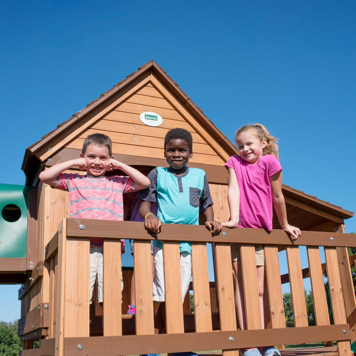 Woodridge Elite Cedar Wood Swing Set, Slide, Clubhouse, Crawl Tunnel