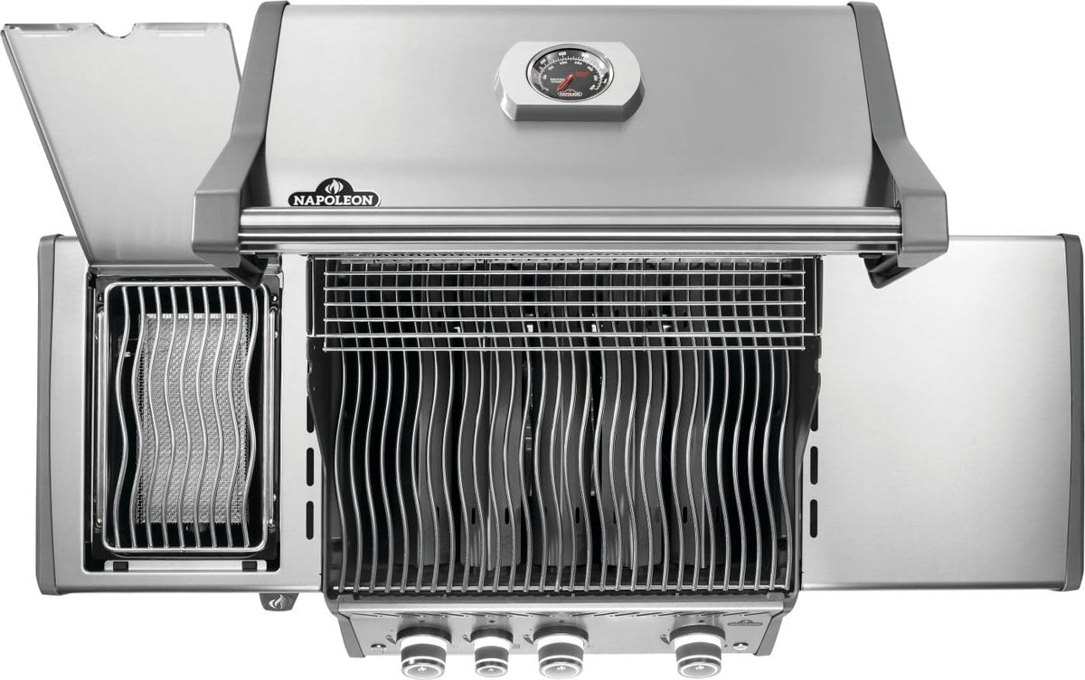 Rogue PRO 425 Propane Gas Grill with Infrared Side Burner, Stainless Steel, Durable 4-Burner BBQ