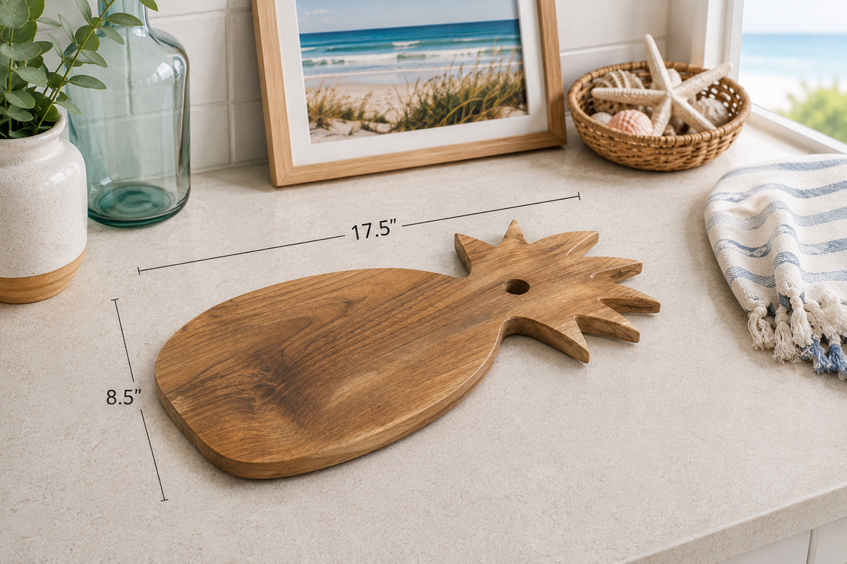 Broward Design Center Large Teak Pineapple Cutting & Serving Board