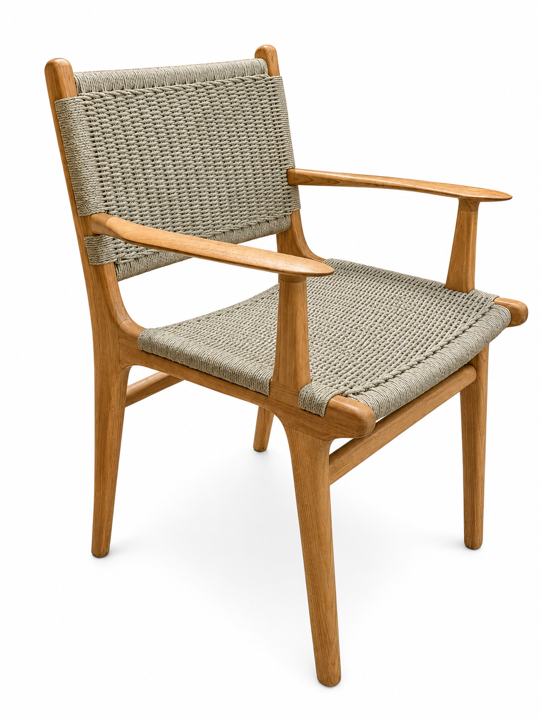 Broward Design Bali Off-White Teak & Synthetic Rope Dining Chair With Arms