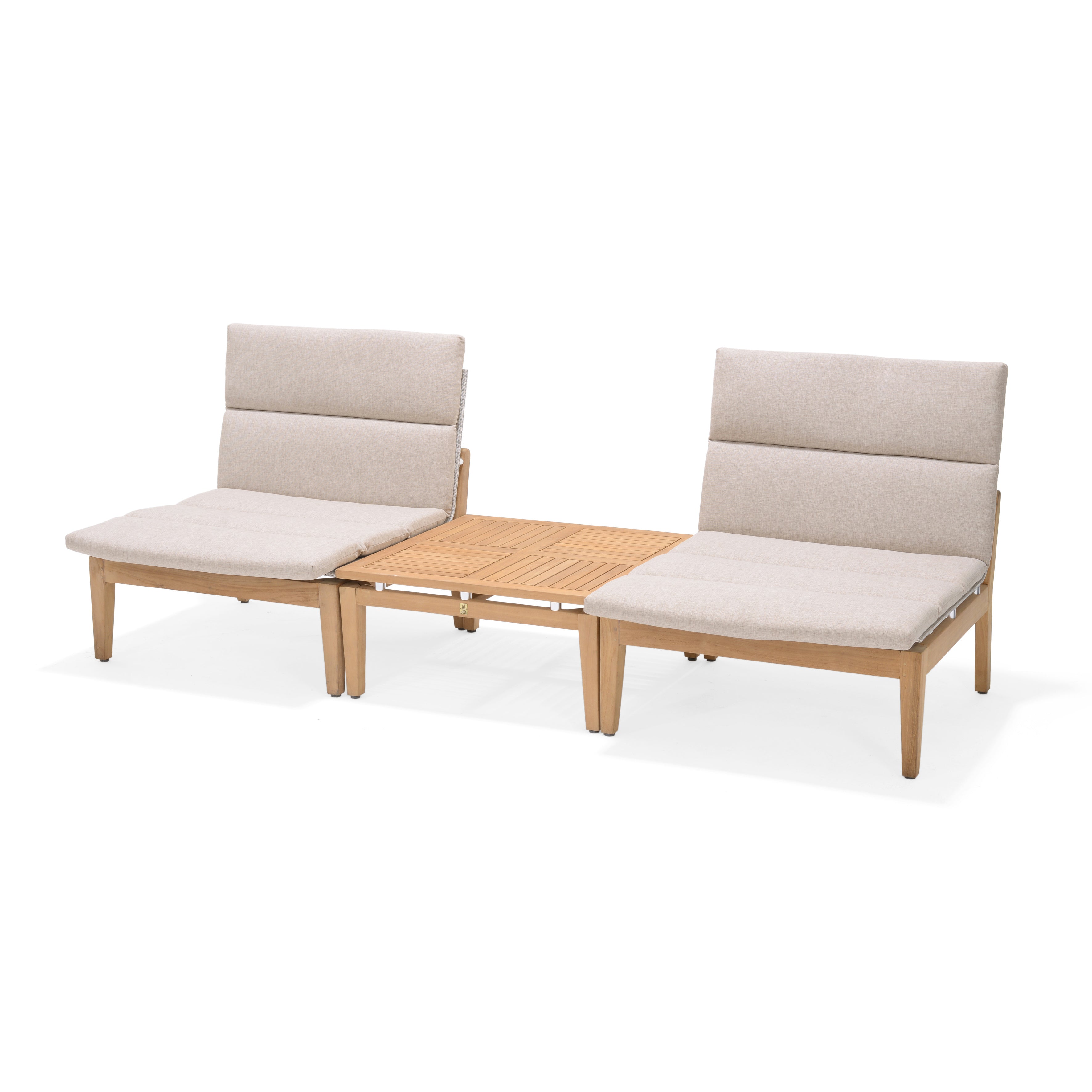 LifestyleGarden Arno Teak 3-Piece Modular Outdoor Bistro Set – Light