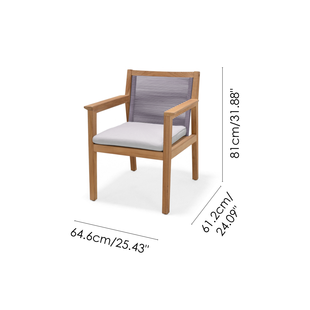 LifestyleGarden Agate Teak Outdoor Dining Armchair