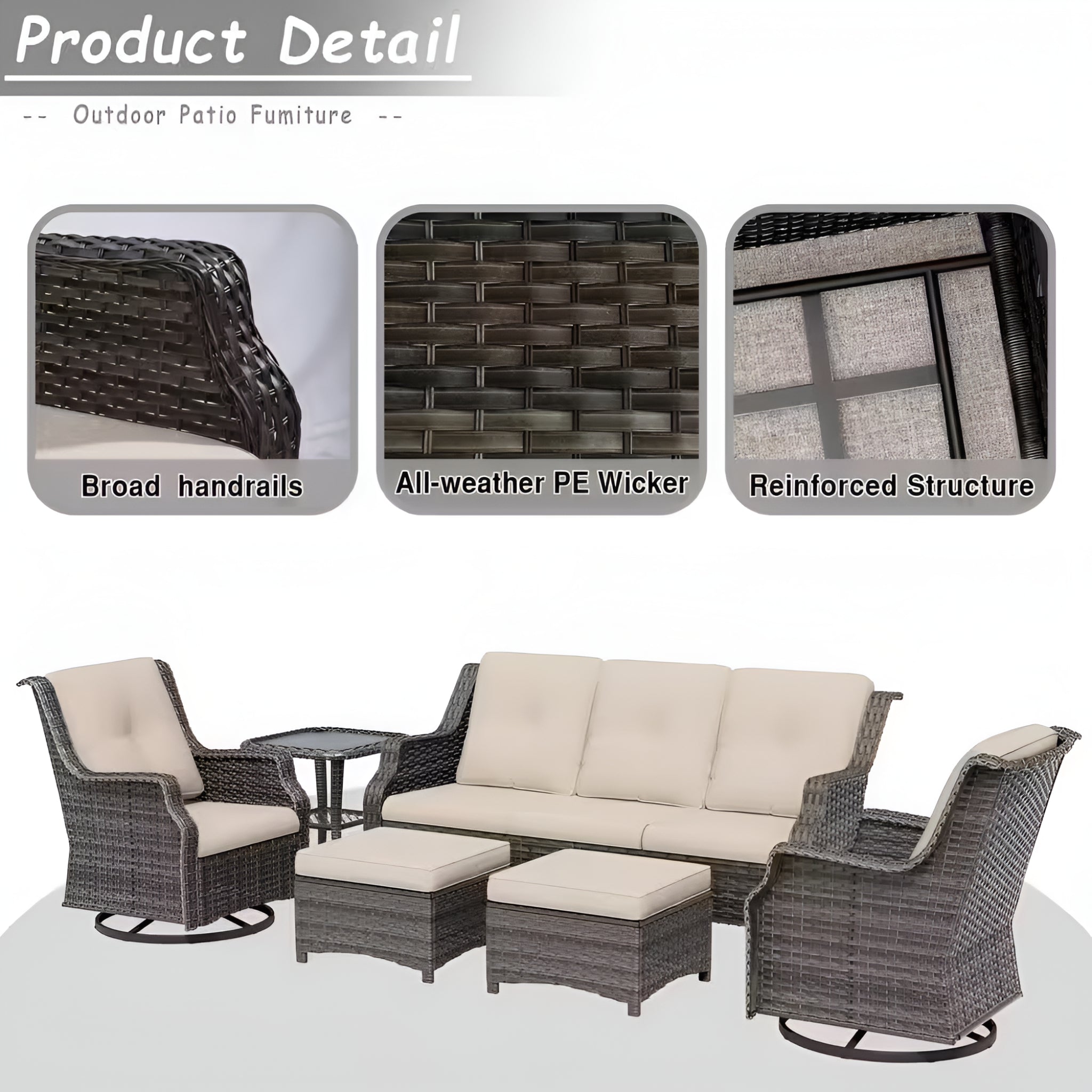 Outdoor patio furniture set with features 