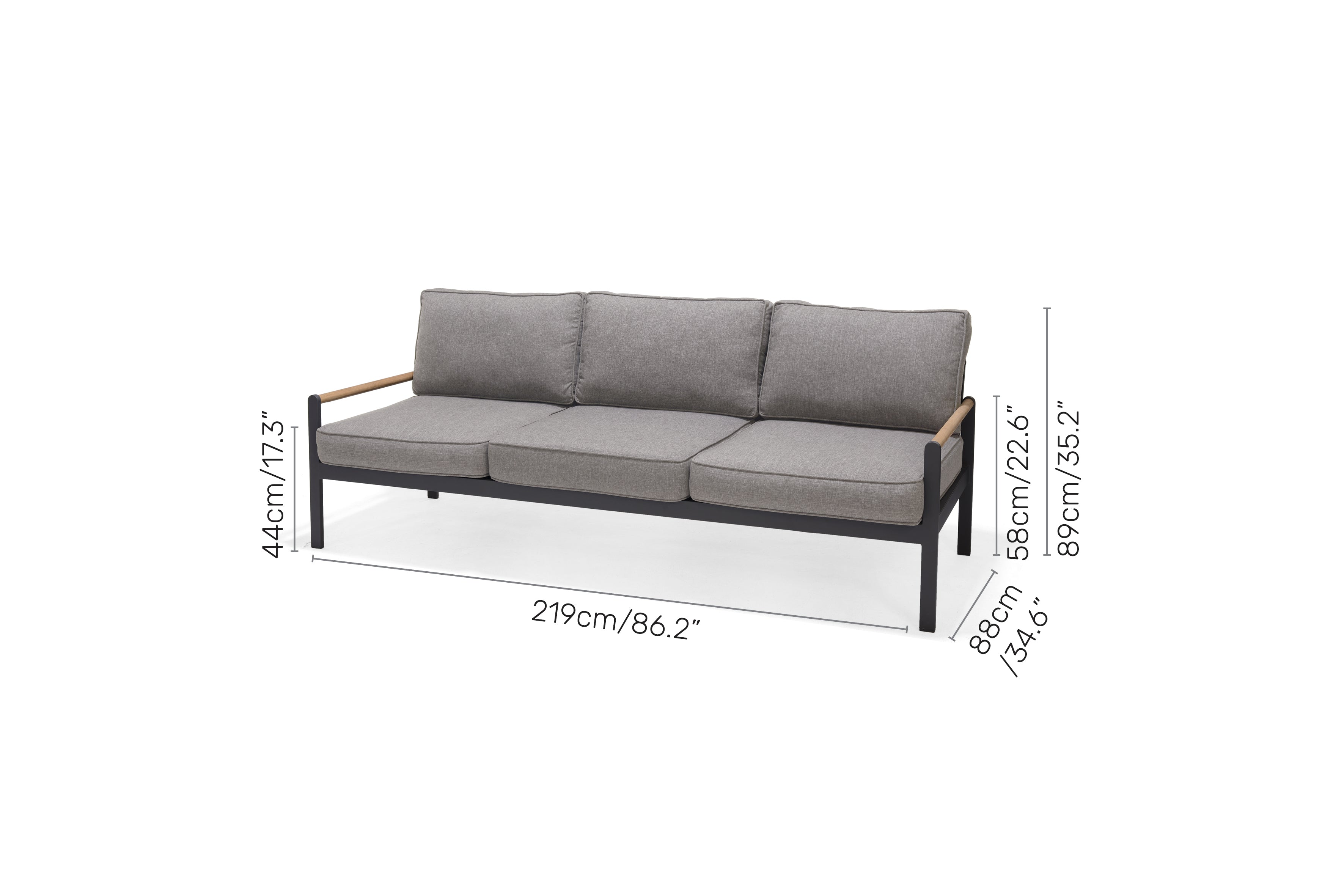 LifestyleGarden Amber 3-Piece Outdoor Sectional & Coffee Table Set — Seats 7