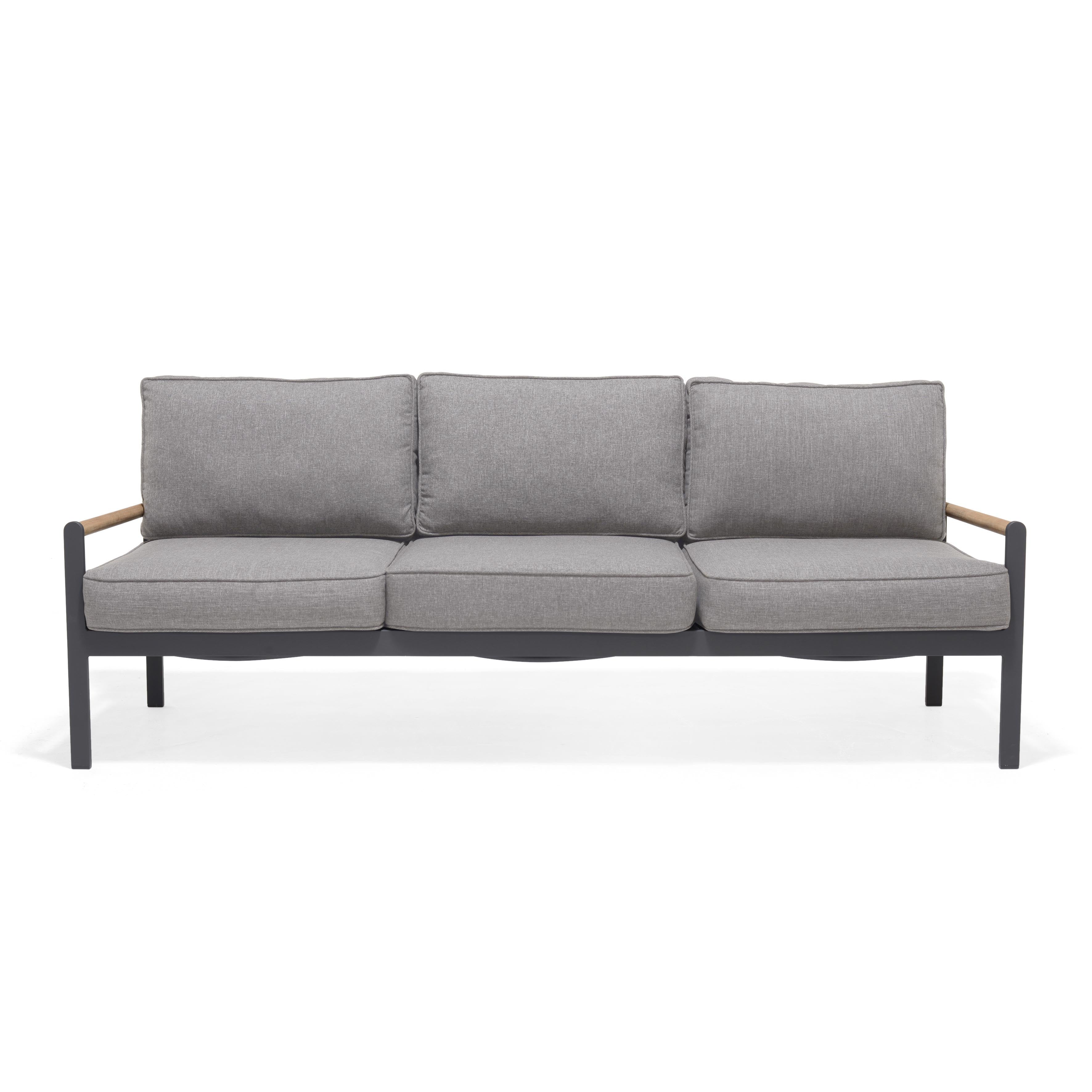 LifestyleGarden Amber Teak & Aluminum 3-Seater Outdoor Sofa