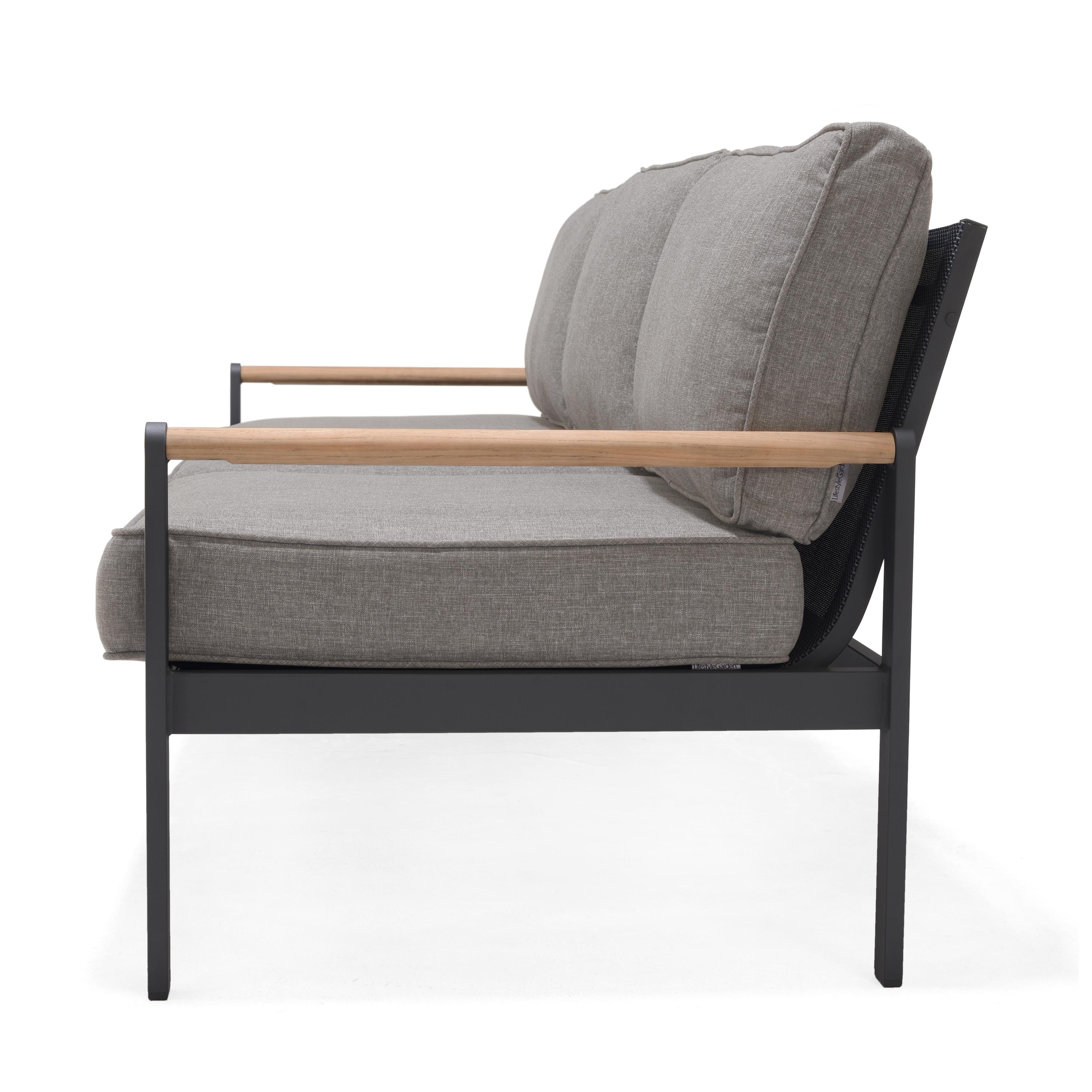 LifestyleGarden Amber Teak & Aluminum 3-Seater Outdoor Sofa