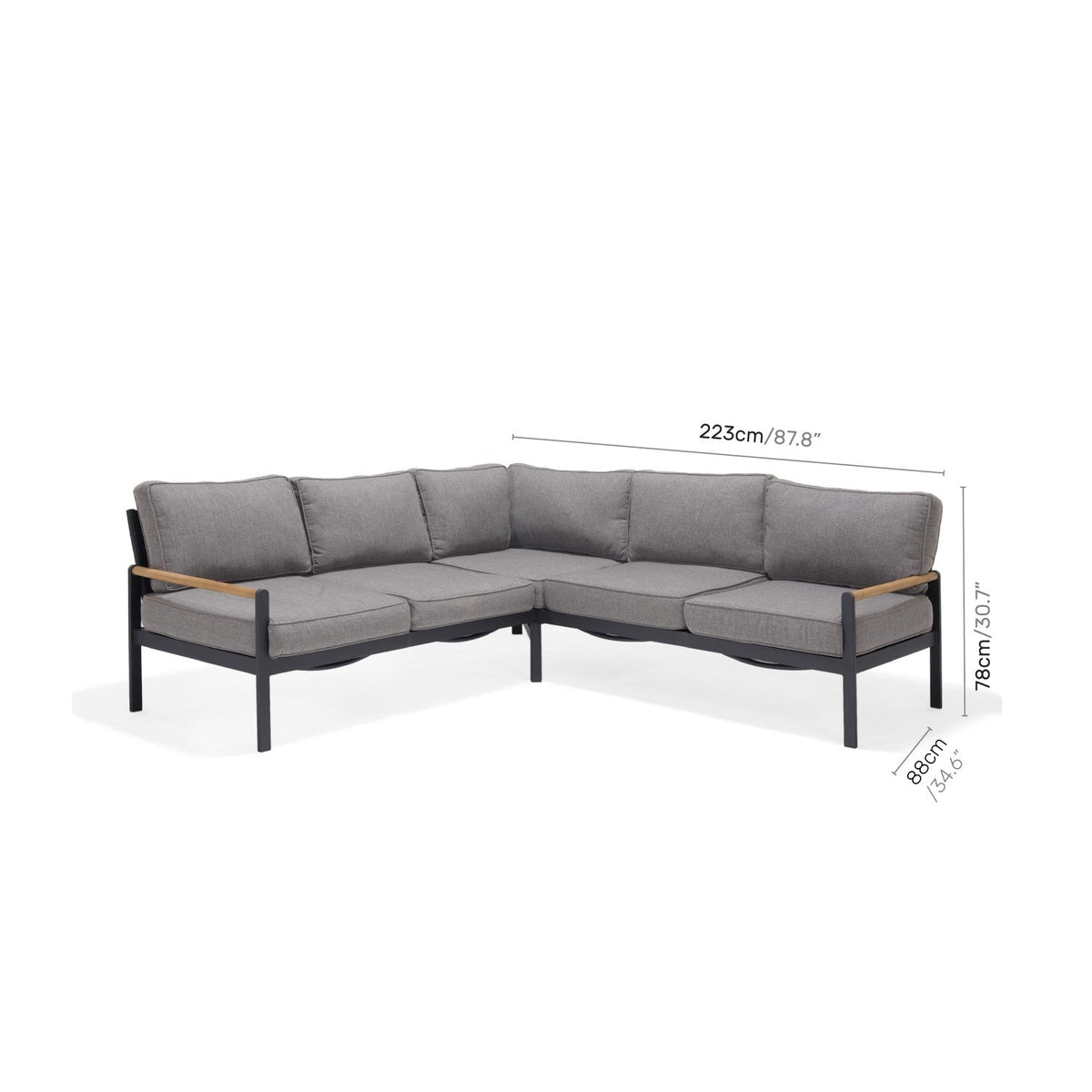 LifestyleGarden Amber 3-Piece Outdoor Sectional & Coffee Table Set — Seats 7