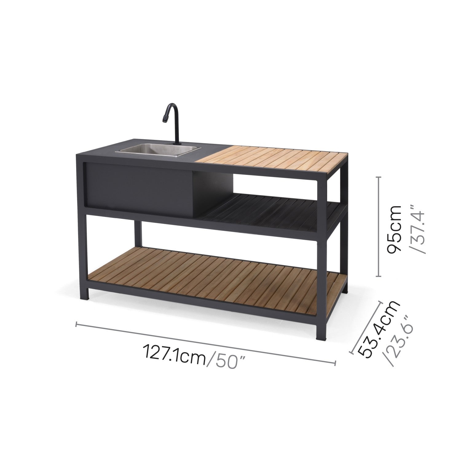 LifestyleGarden Amber Outdoor Kitchen with Teak, Sink & Tap