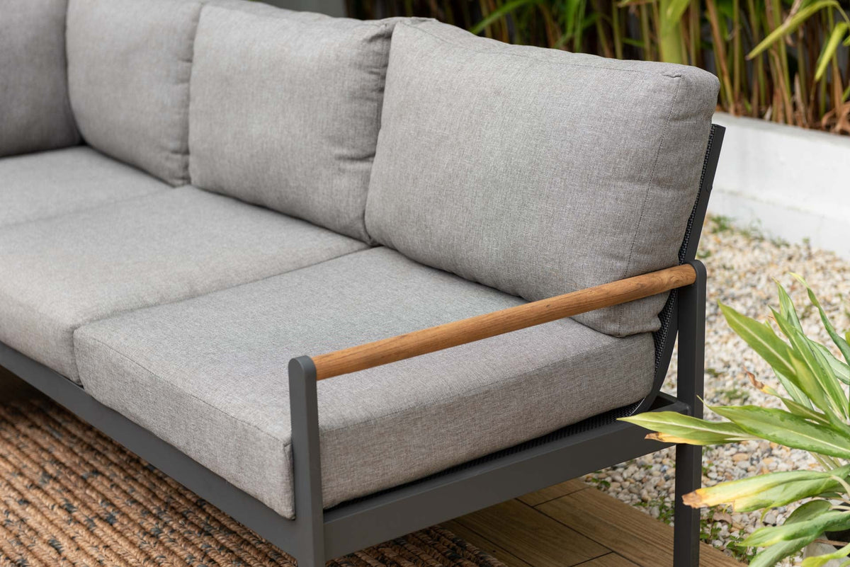 LifestyleGarden Amber 3-Piece Outdoor Sectional & Coffee Table Set — Seats 7
