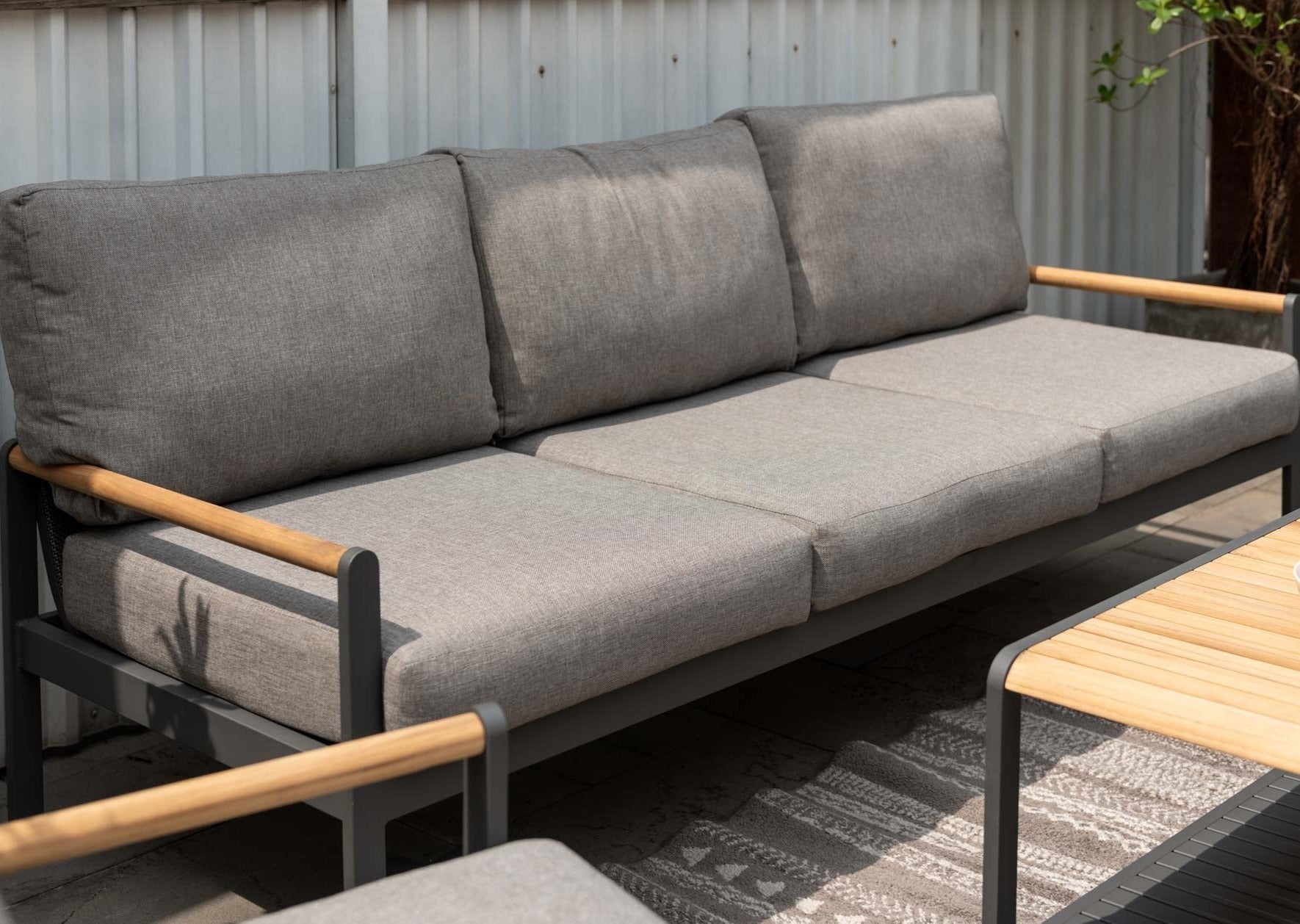 LifestyleGarden Amber 3-Piece Outdoor Sectional & Coffee Table Set — Seats 7