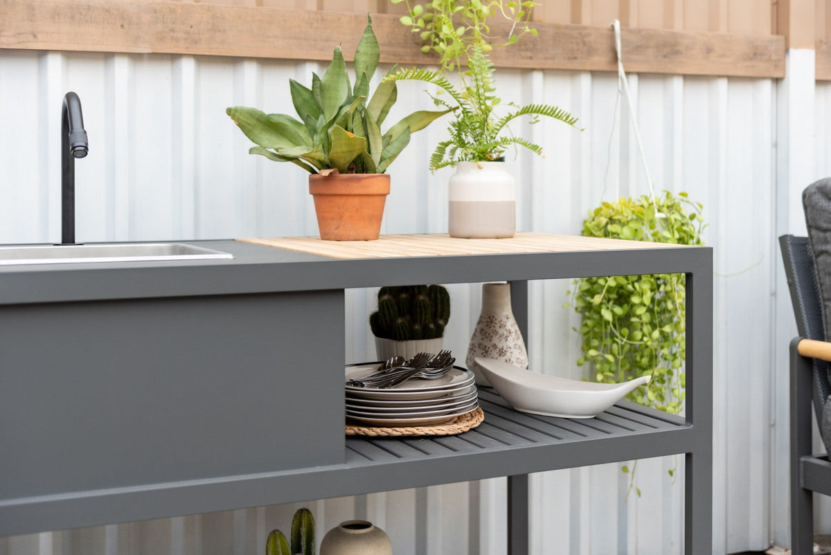 LifestyleGarden Amber Outdoor Kitchen with Teak, Sink & Tap