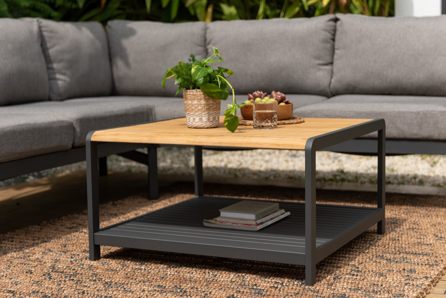 LifestyleGarden Amber 3-Piece Outdoor Sectional & Coffee Table Set — Seats 7