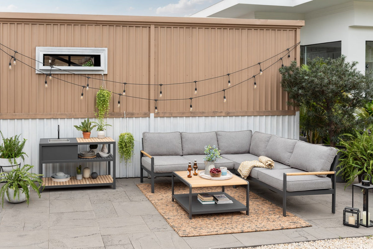 LifestyleGarden Amber Outdoor Kitchen with Teak, Sink & Tap