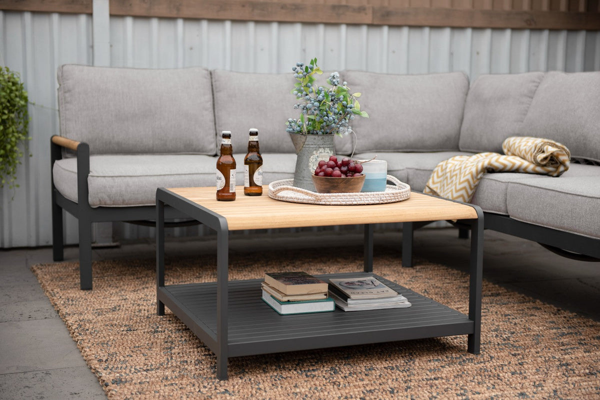 LifestyleGarden Amber 3-Piece Outdoor Sectional & Coffee Table Set — Seats 7